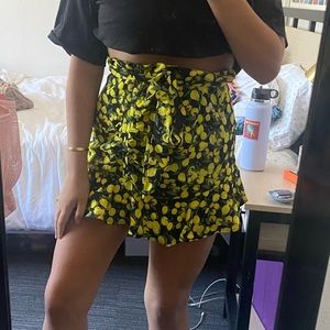 Parker lemon floral waist tie skirt